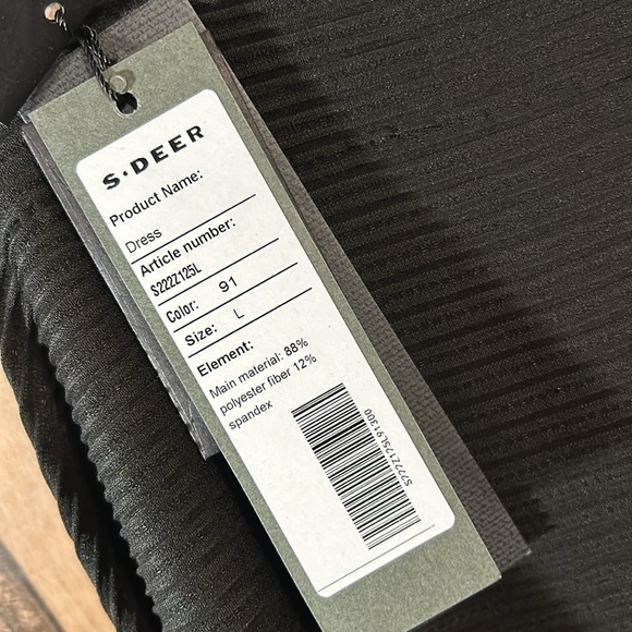 S. Deer large black one shoulder button strap fancy stretchy dress - Picture 14 of 16